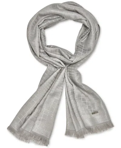 Calvin Klein Metallic Grid Print Wrap In Gray