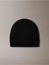 Calvin Klein Metallic Knit Beanie In Black
