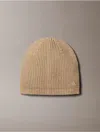 Calvin Klein Metallic Knit Beanie In Brown