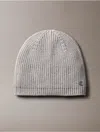Calvin Klein Metallic Knit Beanie In Gray