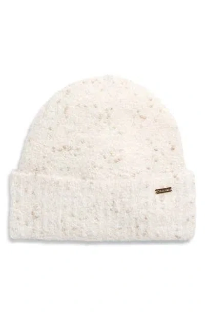 Calvin Klein Metallic Knit Cuffed Beanie In White