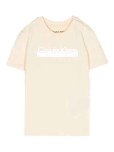 Calvin Klein Babies' Metallic Logo Print T-shirt In 黄色