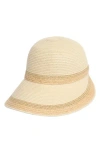 Calvin Klein Metallic Raffia Straw Reader Hat