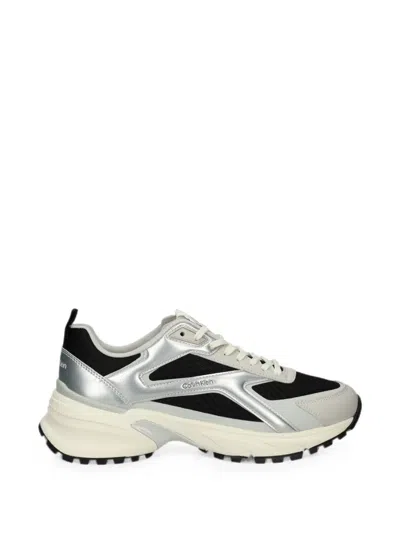 Calvin Klein Metallic-effect Panelled Sneakers In Black