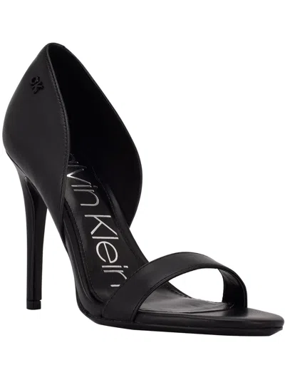 Calvin Klein Metino Womens Faux Leather Open Toe D'orsay Heels In Black