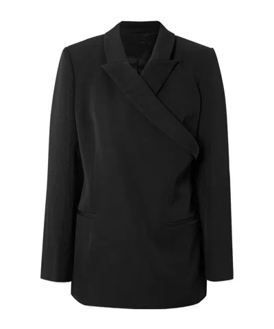 Calvin Klein Mia Asymmetric Wool Blazer In Black