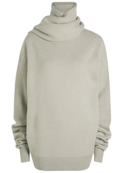 Calvin Klein Mia Scarf-effect Cashmere Jumper In Gray