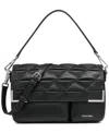 Calvin Klein Mica Flap Convertible Shoulder Bag In Black,silver