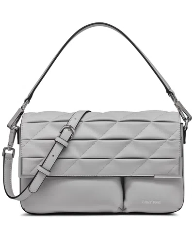 Calvin Klein Mica Flap Convertible Shoulder Bag In Dove Gray