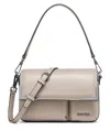Calvin Klein Mica Flap Convertible Shoulder Bag In Silver Mink