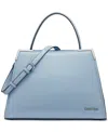 Calvin Klein Mica Top Handle Convertible Satchel In Dusty Blue