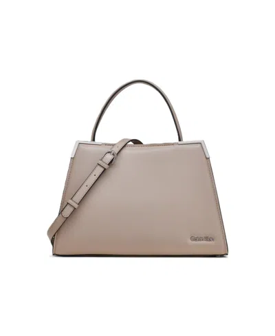 Calvin Klein Mica Top Handle Convertible Satchel In Silver Mink