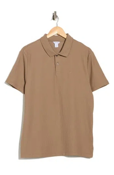 Calvin Klein Mico Waffle Polo In Brown