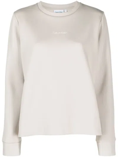 Calvin Klein Micro Logo Cotton Sweatshirt In Grau