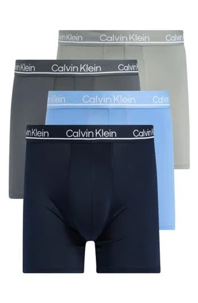 Calvin Klein Micro Plush 4-pack Boxer Briefs In Blue