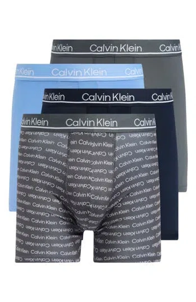 Calvin Klein Micro Plush 4-pack Boxer Briefs In Blue