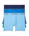 Calvin Klein Men's Big & Tall Microfiber Stretch 3-pack Boxer Briefs Underwear In Blue