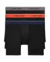 Calvin Klein Microfiber Stretch Wicking Boxer Briefs, Pack Of 3 In N Black