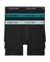 Calvin Klein Microfiber Stretch Wicking Boxer Briefs, Pack Of 3 In Black Arona Chesapeake Bay
