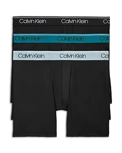 Calvin Klein Microfiber Stretch Wicking Boxer Briefs, Pack Of 3 In Black
