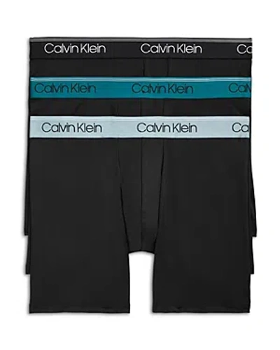 Calvin Klein Microfiber Stretch Wicking Boxer Briefs, Pack Of 3 In Black Arona Chesapeake Bay