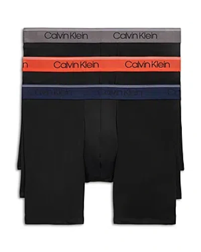 Calvin Klein Microfiber Stretch Wicking Boxer Briefs, Pack Of 3 In Black/charcoal/red/blue