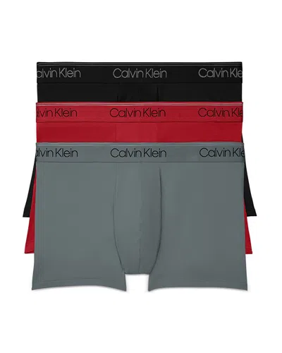 CALVIN KLEIN MICROFIBER STRETCH WICKING LOW RISE TRUNKS, PACK OF 3