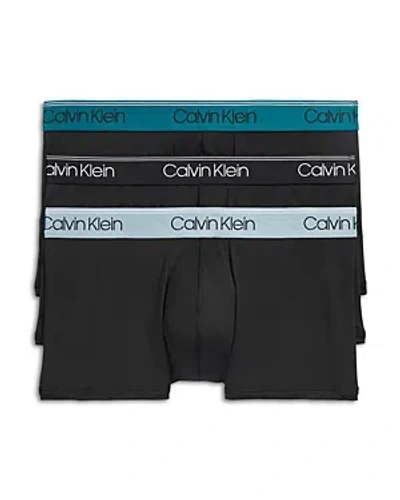 Calvin Klein 3-pack Low Rise Microfiber Stretch Trunks In N2l Black