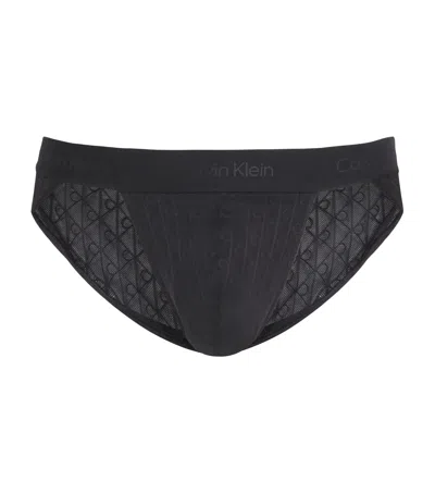 Calvin Klein Microfibre Lace Sport Briefs In Black