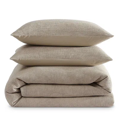 Calvin Klein Microwaffle Melange 3 Piece Duvet Cover Set, King In Brown