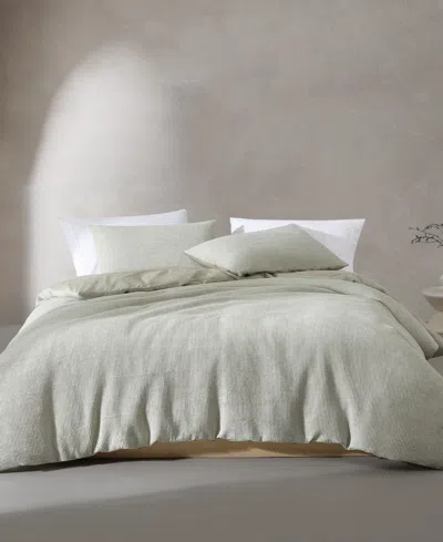 Calvin Klein Microwaffle Melange 3 Piece Duvet Cover Set, Queen In Pale Green