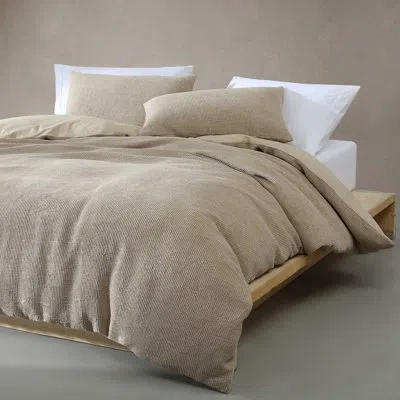 Calvin Klein Microwaffle Solid Reversible 3 Piece Duvet Cover Set In Brown
