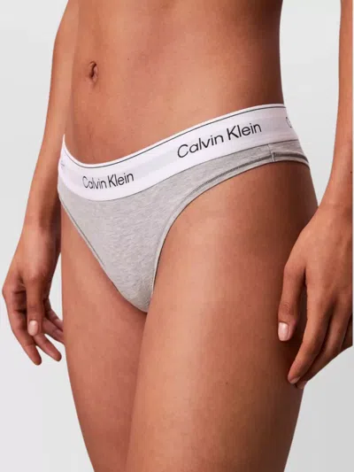 Calvin Klein Mid-rise Brazilian Style Elastic Waistband In Gray