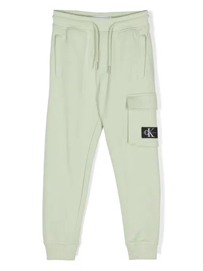 Calvin Klein Kids' Mid-rise Cargo Track Trousers In Green
