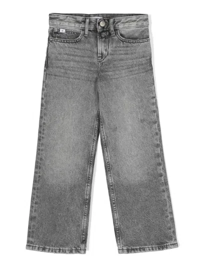 Calvin Klein Kids' Mid-rise Straight-leg Jeans In Grey