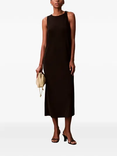 Calvin Klein Midi Ring Dress In Brown