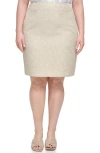 Calvin Klein Plus Womens High Rise Knee Length Pencil Skirt In Biscotti Multi