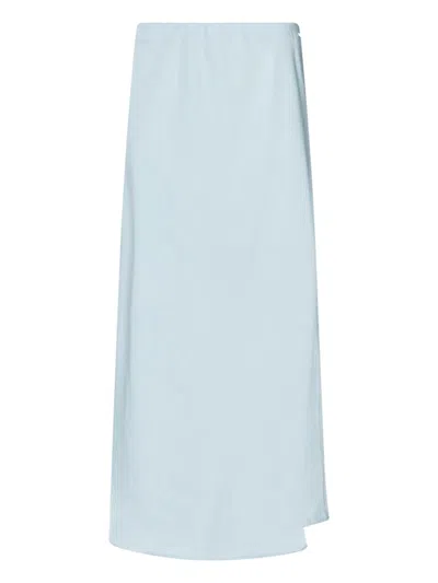 Calvin Klein Midi Skirt Knee Length Asymmetric Hem In Blue