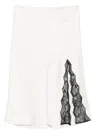 Calvin Klein Lace Detail Skirt Side Slit In White