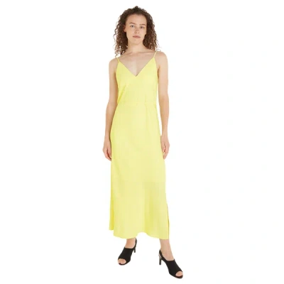 Calvin Klein Midi Slip Dress In Yellow