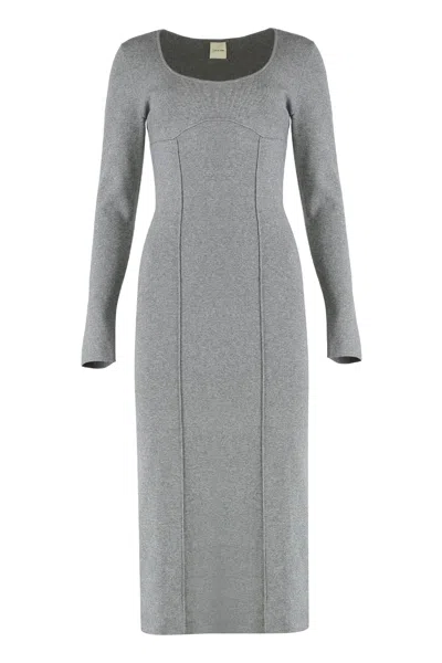 Calvin Klein Milano Point Viscose Midi Dress In Gray
