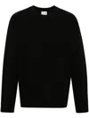 Calvin Klein Tonal Logo Smooth Cotton Crewneck Sweater In Black