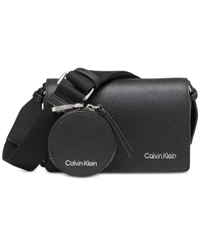 Calvin Klein Millie Double Zip Crossbody Bag In Black Silv