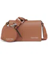 Calvin Klein Millie Double Zip Crossbody Bag In Brown