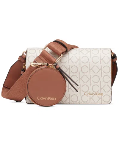 Calvin Klein Millie Double Zip Crossbody Bag In Brown