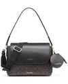 Calvin Klein Millie Signature Flap Convertible Small Shoulder Bag In Brown Khk,blk