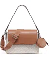 Calvin Klein Millie Signature Flap Convertible Small Shoulder Bag In Van Khk,caramel