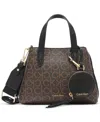 Calvin Klein Millie Signature Triple Compartment Crossbody With Zippered Coin Pouch In Brown Khaki,black