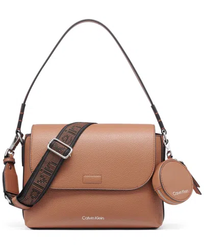 Calvin Klein Millie Small Convertible Shoulder Bag In Caramel