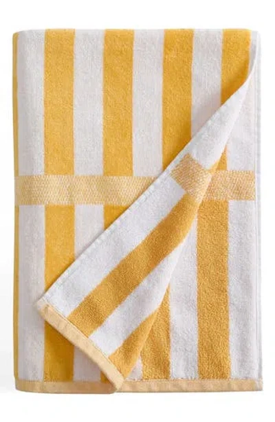 Calvin Klein Mingled Check Stripe Beach Towel In Yellow